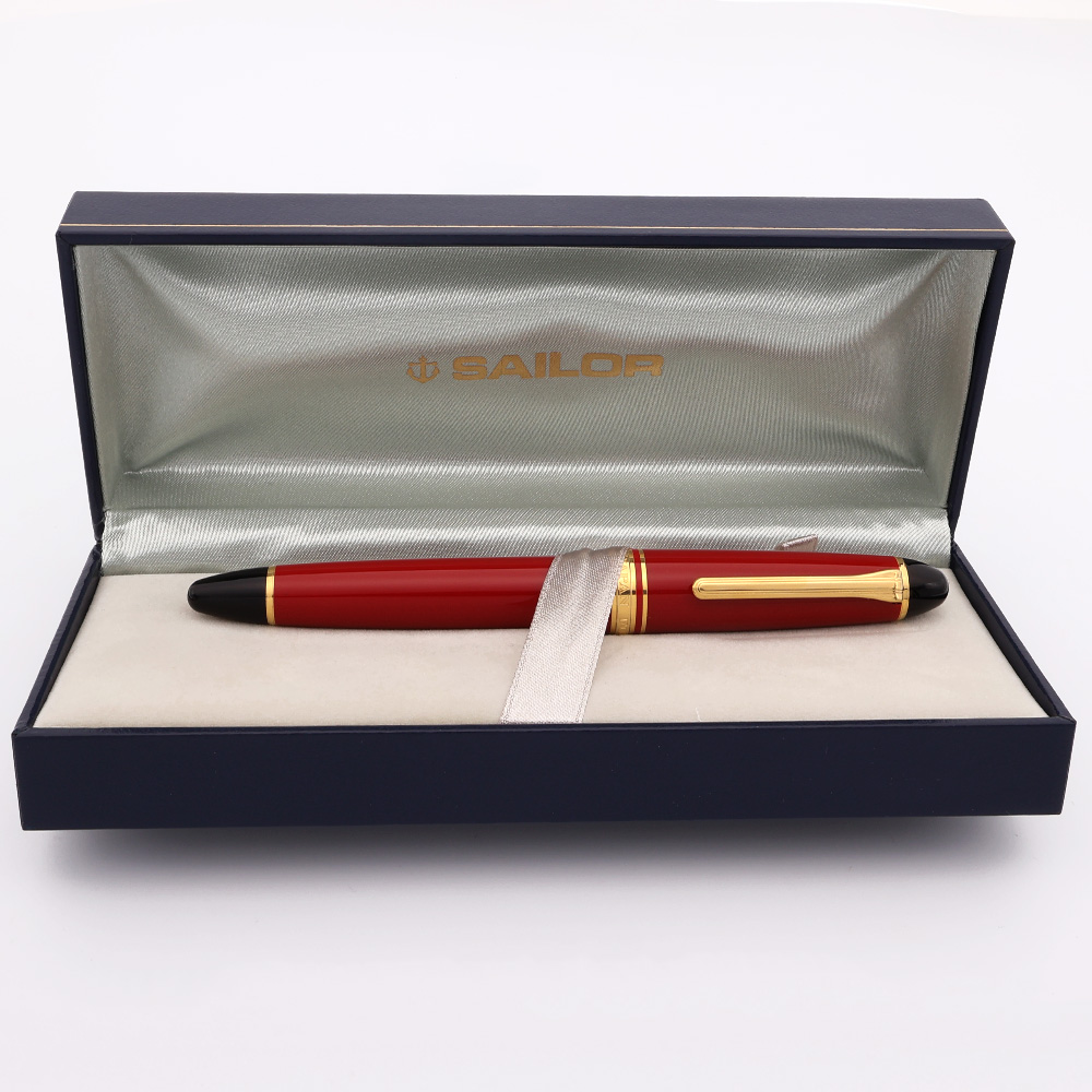 Sailor 1911L Fountain Pen - Large Size, Red w Black Ends, GT